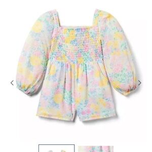 JANIE AND JACK EMMA SMOCKED ROMPER WHITE FLORAL 2T